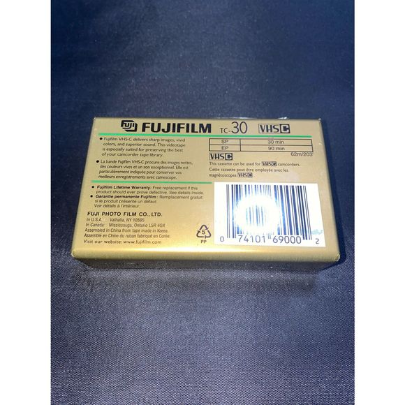 Fuji Film VHS-C TC-30 Premium Quality Video Cassette NEW SEALED - Picture 1 of 4